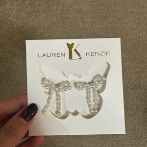 Lauren Kenzie Pearl Bow Earrings